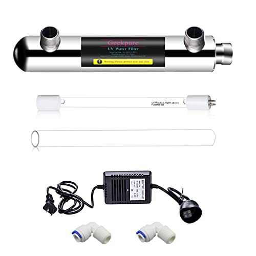 Geekpure 6 Watt UV Water Filter Upgrade for Reverse Osmosis RO Filtration System(0.5-1 GPM)