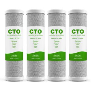 simpure 5 micron 10" x 2.5" whole house carbon sediment water filter cartridge replacement for home under-sink & countertop filtration system