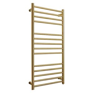 billy's home wall-mounted towel warmer, luxury electric heated towel drying rack with 14 bars, 43.3 × 20.5 × 4.9 inch, 304 stainless steel gold for bathroom (hardwiring)