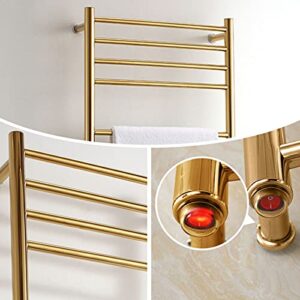 BILLY'S HOME Wall-Mounted Towel Warmer, Luxury Electric Heated Towel Drying Rack with 14 Bars, 43.3 × 20.5 × 4.9 inch, 304 Stainless Steel Gold for Bathroom (HARDWIRING)