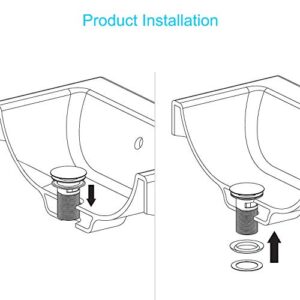 ESFORT Bathroom Sink Pop Up Drain with Overflow, Sink Pop Up Drain Stopper, Polished Chrome