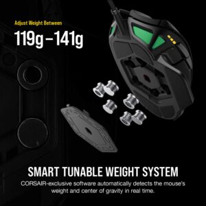 CORSAIR NIGHTSWORD RGB Gaming Mouse For FPS, MOBA - 18,000 DPI - 10 Programmable Buttons - Weight System - iCUE Compatible - Black