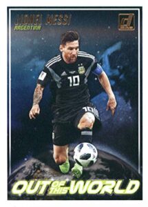 2018-19 donruss out of this world #6 lionel messi argentina official soccer/futbol card in raw (nm or better) condition