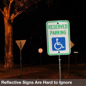 (2 Pack) Reserved Parking Sign, Handicap Parking Sign, with Picture of Wheelchair Sign, 18 x 12 Engineer Grade Reflective Sheeting Rust Free Aluminum, Weather Resistant, Waterproof, Durable Ink