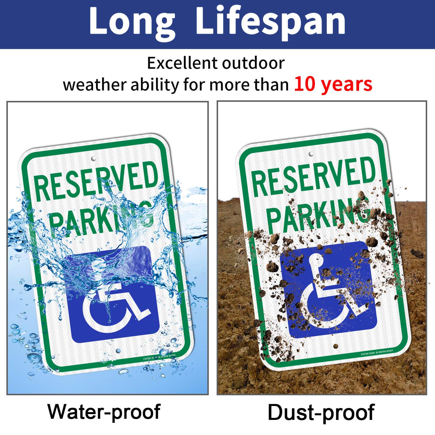 (2 Pack) Reserved Parking Sign, Handicap Parking Sign, with Picture of Wheelchair Sign, 18 x 12 Engineer Grade Reflective Sheeting Rust Free Aluminum, Weather Resistant, Waterproof, Durable Ink