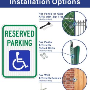 (2 Pack) Reserved Parking Sign, Handicap Parking Sign, with Picture of Wheelchair Sign, 18 x 12 Engineer Grade Reflective Sheeting Rust Free Aluminum, Weather Resistant, Waterproof, Durable Ink