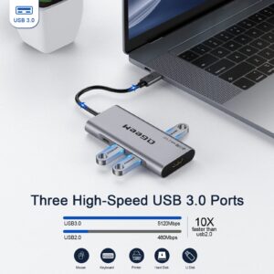 USB C Hub, QGeeM USB C to HDMI Adapter 4k, 7 in 1 USB C Dongle with 100W Power Delivery,3 USB 3.0 Ports, SD/TF Card Reader, Compatible for iPhone 15 Promax MacBook Ipad HP Dell and More Type C Device