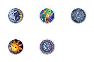 SET OF 8 KNOBS - Celestial Stars Moon Sun Cloud - DECORATIVE Glossy CERAMIC Cupboard Cabinet PULLS Dresser Drawer KNOBS