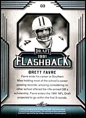 2019 Leaf Draft Flashback Gold #3 Brett Favre Green Bay Packers NFL Football Card (RC - Rookie Card) NM-MT