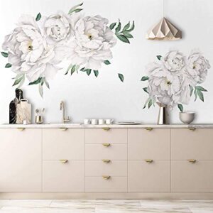 murwall white peony wall stickers floral decals for bethroom kitchen
