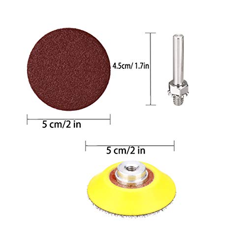 Adwikoso 100 Pieces 2 Inch Sanding Discs, 80-3000 Grit Sandpaper with 1/4 Inch Inch Shank Backing Plate and Soft Foam Buffering Pad, for Drill Grinder Tool, Hook and Loop Sand Paper Assortment Pack