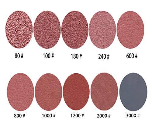 Adwikoso 100 Pieces 2 Inch Sanding Discs, 80-3000 Grit Sandpaper with 1/4 Inch Inch Shank Backing Plate and Soft Foam Buffering Pad, for Drill Grinder Tool, Hook and Loop Sand Paper Assortment Pack