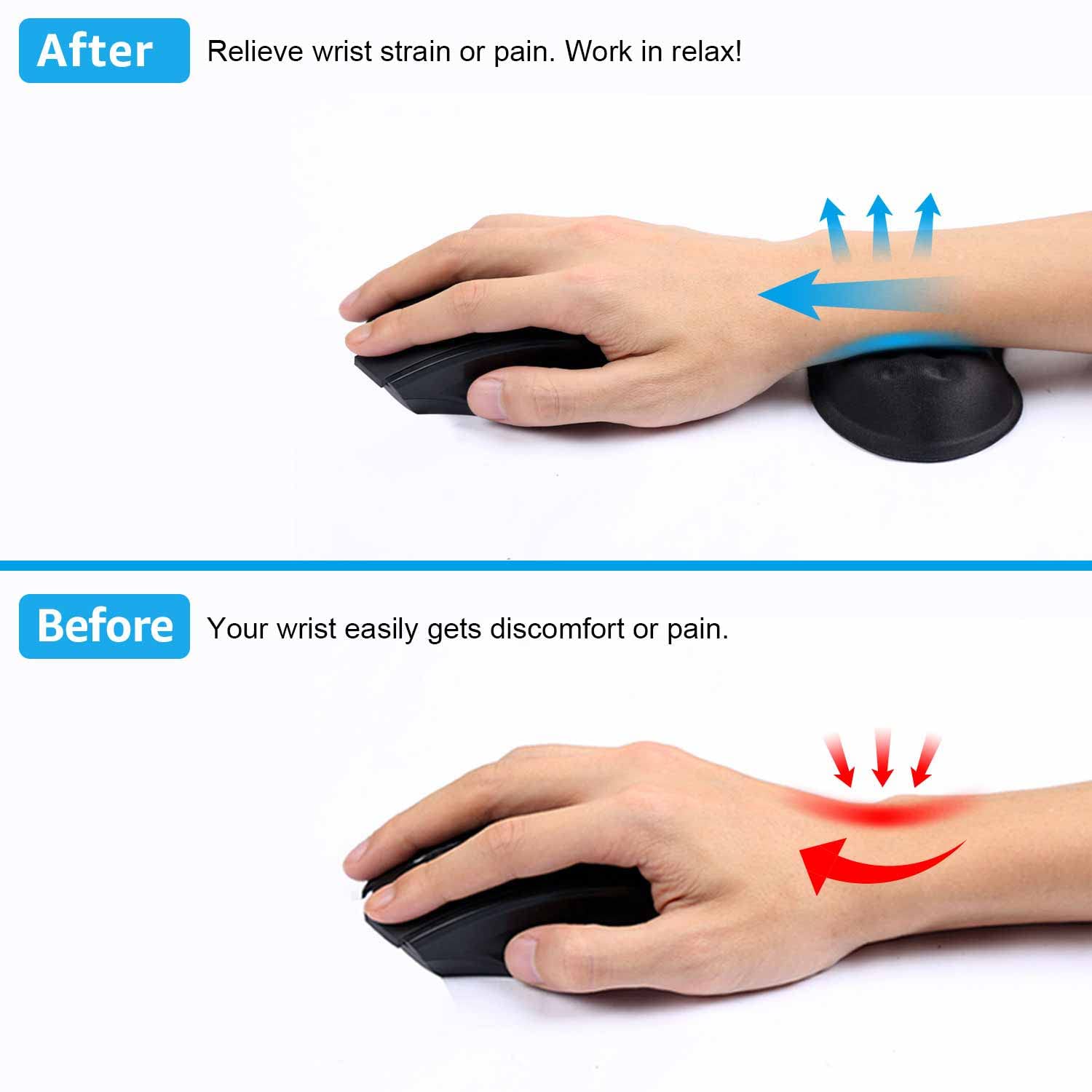 Vankey Mouse Wrist Rest, Soft Memory Foam Wrist Support for Mouse, Non-Slip Base, Comfortable and Wrist Pain Relief, Black