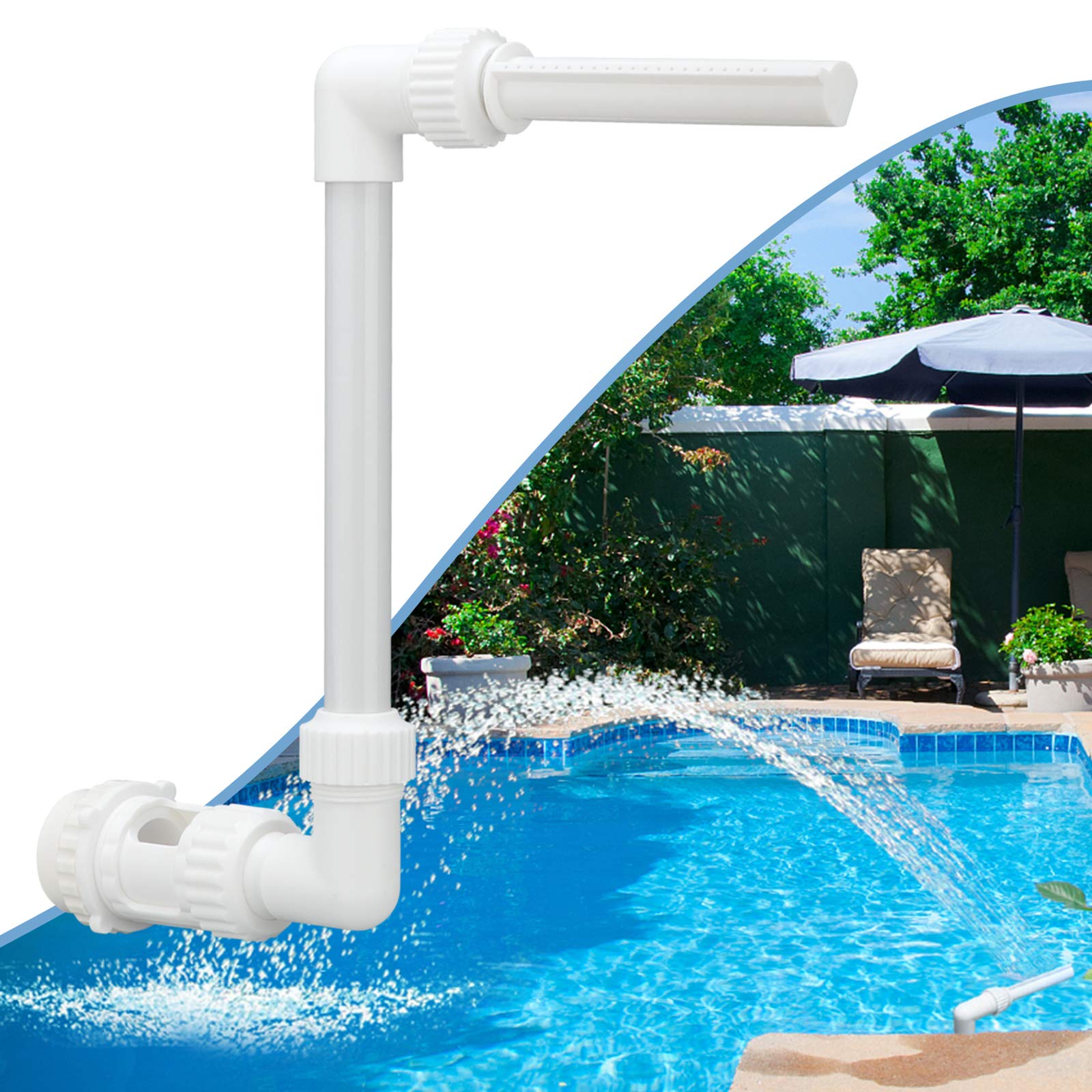 Pool Waterfall Spray Pond Fountain - Water Fun Sprinklers Above In Ground Swimming Pool Decoration, Swimming-Pool Spa Accessories, Adjustable Pool Aerator Cool Warm Water Temperatures Backyard Decor