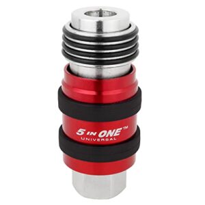 milton 5 in one universal quick connect industrial coupler, 1/4" female npt, air hose connection, safety exhaust coupler, single, red (s-1750)