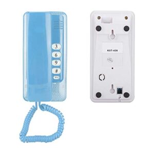 Mini Wall Phone, Retro Wall Mountable Landline Telephone with Flash Function and Call Mute Function, RJ45 Interface Powered by Telephone Line Home Phone for Hotel Family School(Blue)