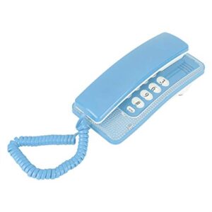 mini wall phone, retro wall mountable landline telephone with flash function and call mute function, rj45 interface powered by telephone line home phone for hotel family school(blue)