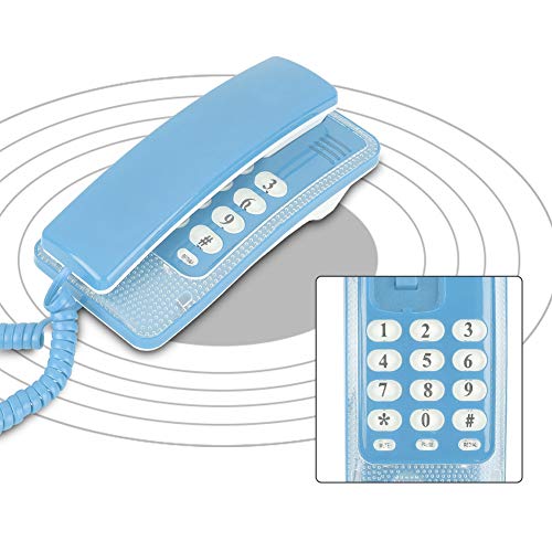 Mini Wall Phone, Retro Wall Mountable Landline Telephone with Flash Function and Call Mute Function, RJ45 Interface Powered by Telephone Line Home Phone for Hotel Family School(Blue)