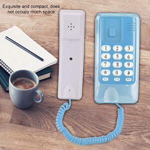Mini Wall Phone, Retro Wall Mountable Landline Telephone with Flash Function and Call Mute Function, RJ45 Interface Powered by Telephone Line Home Phone for Hotel Family School(Blue)