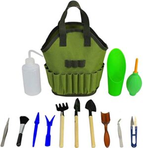 succulent kit organizer bag gardening tool set | terrarium supplies mini succulent garden tool kit | heavy duty succulent bonsai planter set indoor gardening | fairy zen kit for soil fertilizer seeds