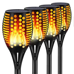 ambaret solar lights outdoor, waterproof flickering flames solar torch lights outdoor landscape decoration lights dusk to dawn auto on/off security dancing flame lighting for patio garden (4)