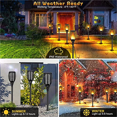 Ambaret Solar Lights Outdoor, Waterproof Flickering Flames Solar Torch Lights Outdoor Landscape Decoration Lights Dusk to Dawn Auto On/Off Security Dancing Flame Lighting for Patio Garden (4)