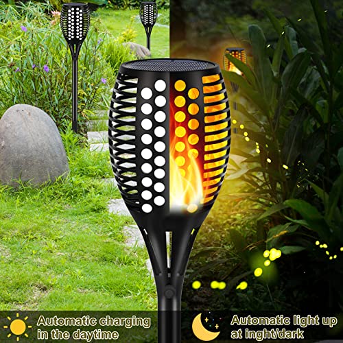 Ambaret Solar Lights Outdoor, Waterproof Flickering Flames Solar Torch Lights Outdoor Landscape Decoration Lights Dusk to Dawn Auto On/Off Security Dancing Flame Lighting for Patio Garden (4)