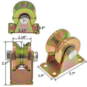 Skelang 2" V-Groove Wheel, Sliding Gate Casters, Heavy Duty Rigid Roller for Inverted V-Track, Rolling Gate, Industrial Machines Rail, Total Load Capacity 2500 Lbs, Pack of 4