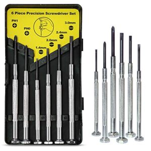 shopping gd 6pcs mini screwdriver set with case, precision screwdriver kit with 6 different size flathead and phillips screwdrivers, perfect mini screwdriver bits for jewelry, watch, eyeglass repair