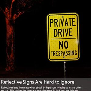 Faittoo Private Drive Sign, No Trespassing Sign, 18 x 12 Inches Engineer Grade Reflective Sheeting Rust Free Aluminum, Weather Resistant, Waterproof, Durable Ink, Easy to Mount, Indoor & Outdoor Use