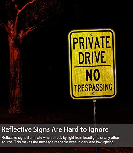 Faittoo Private Drive Sign, No Trespassing Sign, 18 x 12 Inches Engineer Grade Reflective Sheeting Rust Free Aluminum, Weather Resistant, Waterproof, Durable Ink, Easy to Mount, Indoor & Outdoor Use