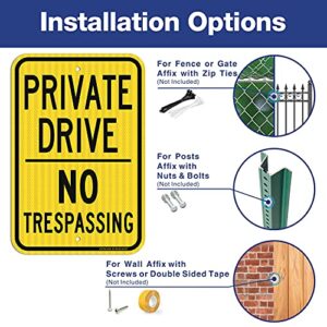 Faittoo Private Drive Sign, No Trespassing Sign, 18 x 12 Inches Engineer Grade Reflective Sheeting Rust Free Aluminum, Weather Resistant, Waterproof, Durable Ink, Easy to Mount, Indoor & Outdoor Use