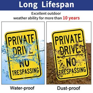 Faittoo Private Drive Sign, No Trespassing Sign, 18 x 12 Inches Engineer Grade Reflective Sheeting Rust Free Aluminum, Weather Resistant, Waterproof, Durable Ink, Easy to Mount, Indoor & Outdoor Use