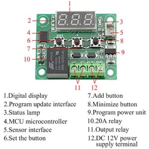 XINGYHENG 2PCS W1209 Digital Thermostat high Precision Temperature Control Switch Module DC 12V Micro Temperature Control Board and NTC 10K Thermistor Sensors Digital Temperature Probe