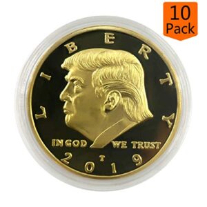 10 Pack President Donald Trump Commemorative Coins, Gold Plated Coin, Collectible Gift (10 Pack)
