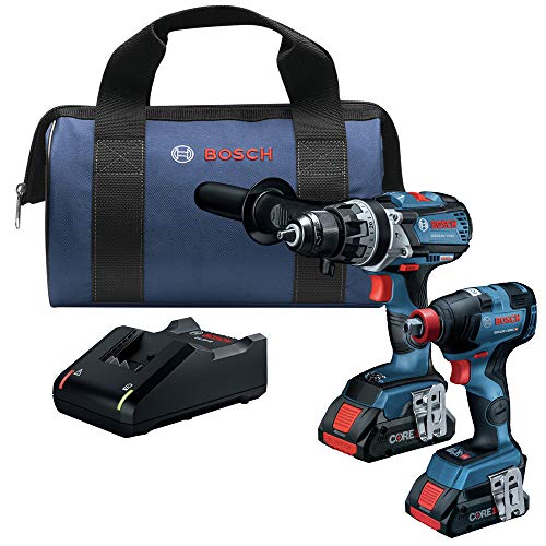 BOSCH GXL18V-224B25 18V 2-Tool Combo Kit with Connected 1/4 In. and 1/2 In. Two-In-One Bit/Socket Impact Driver and Brute Tough 1/2 In. Hammer Drill/Driver