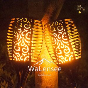 Walensee Super Large Size Solar Lights Outdoor Upgraded 43"(6 Pack) 96 LED Waterproof Flickering Flames Torch Lights Solar Spotlights Landscape Decoration Lighting Dusk to Dawn Auto On/Off Security