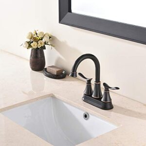 KINGO HOME Modern 2 Handle Oil Rubbed Bronze Bathroom Faucet, Bronze Bathroom Faucets RV Rubbed Bronze Bath Vanity Faucet for Bathroom Sink 3 Hole with Water Supply Lines and Pop Up Drain