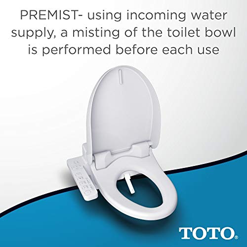 TOTO SW2033R#01 C100 Electronic Bidet Toilet Cleansing Water, Heated Seat, Deodorizer, Warm Air Dryer, and PREMIST, Round, Cotton White