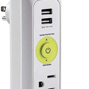 Travel Outlet Extender with Surge Protection 1 Outlet 2 USB for Home, Hotel, and Office by Easylife Tech