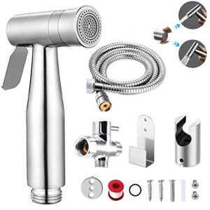 handheld bidet sprayer for toilet, soosi dual mode spray head (jet/soft) baby cloth diaper sprayer bidet for toilet stainless steel bathroom hand held muslim shattaf kit brass t-adaptor 47 inch hose