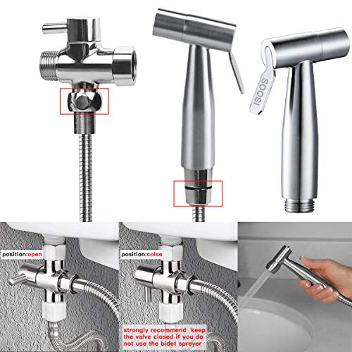 Handheld Bidet Sprayer for Toilet, Soosi Dual Mode Spray Head (Jet/Soft) Baby Cloth Diaper Sprayer Bidet for Toilet Stainless Steel Bathroom Hand Held Muslim Shattaf Kit Brass T-Adaptor 47 inch Hose