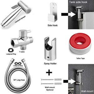 Handheld Bidet Sprayer for Toilet, Soosi Dual Mode Spray Head (Jet/Soft) Baby Cloth Diaper Sprayer Bidet for Toilet Stainless Steel Bathroom Hand Held Muslim Shattaf Kit Brass T-Adaptor 47 inch Hose