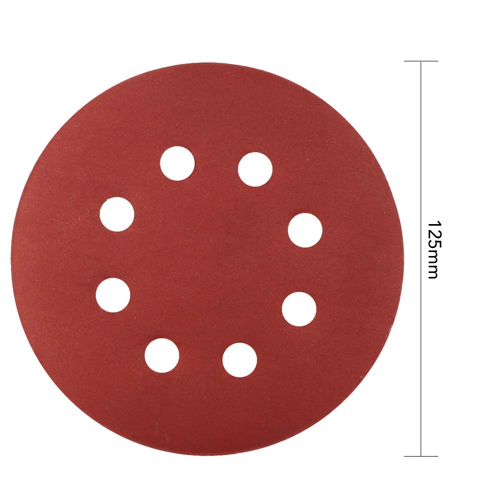 Coceca 120pcs Orbital Sandpaper Orbit Sanding Discs 5 Inches 1000 1200 1500 2000 3000 High Grit 8 Hole Fine Grit Hook and Loop for Power Random Sander