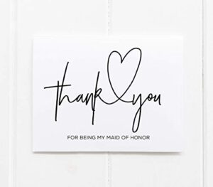 thank you for being my maid of honor wedding day card, from bride, bridal party gift idea