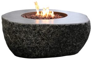 elementi outdoor fiery rock fire pit table 50 x 42 inches grey durable glass reinforced concrete square fireplace includes burner lava rock canvas cover - natural gas