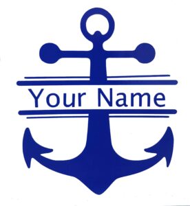 personalized nautical anchor name vinyl decal - custom boating bumper sticker, for tumblers, laptops, car windows