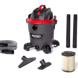 RIDGID 62703 RT1200 NXT 12-Gal. Wet Dry Shop Vacuum with Casters, 5.0 Peak HP Motor, and Pro Locking Hose,Dark Gray and Red