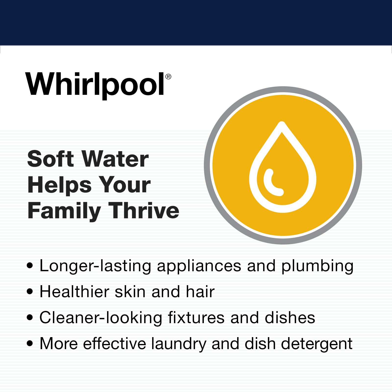 Whirlpool WHES30E 30,000 Grain Softener | Salt & Water Saving Technology | NSF Certified | Automatic Whole House Soft Water Regeneration, 0.75 inches, Off-White