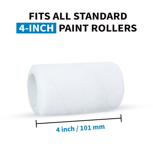 Precision Defined Paint Roller Covers 4-Inch, Paint Roller Cover Set Refill 6-Pack, Replacement Covers for Roller Brushes Set, Exterior Paint Rollers for Painting Walls, Smooth Rolling (1/2-Inch Nap)